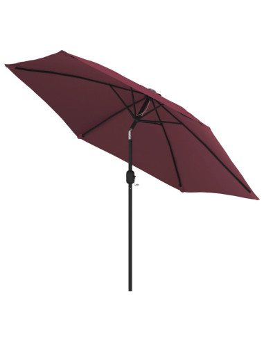Ombrellone da Esterni con LED e Palo Acciaio 300 cm Rosso Bordò