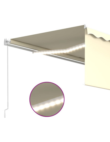 Tenda da Sole Retrattile Manuale con LED 4x3 m Crema