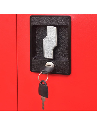 Armadio Portautensili con Cassetti 90x40x180 cm Rosso e Nero