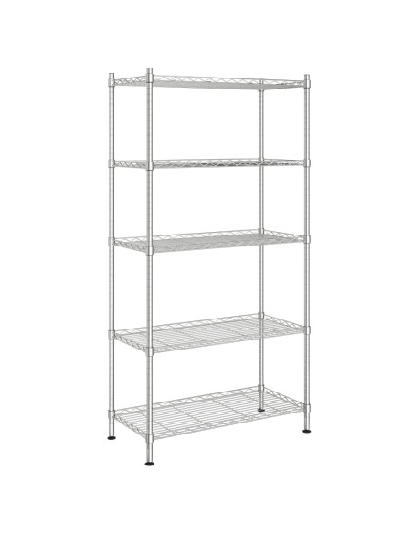 Scaffale a 5 Livelli 90x35x180 cm Cromato 250 kg
