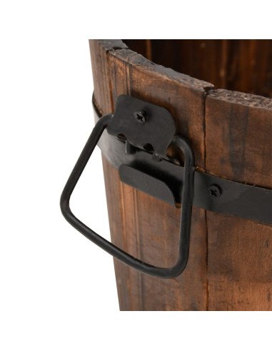 Set Secchi per Fiori 3 pz in Legno Massello di Abete