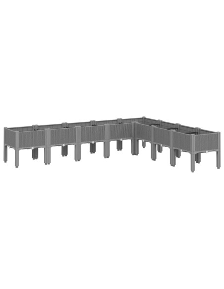 Fioriera da Giardino con Gambe Grigio Chiaro 200x160x42 cm PP