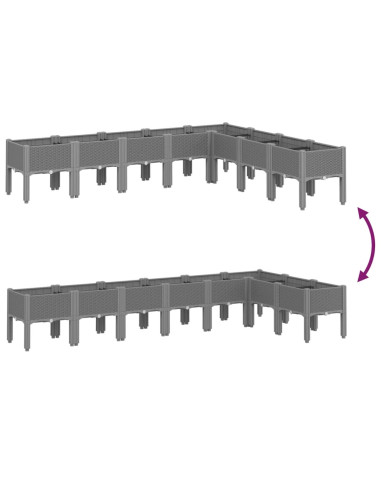 Fioriera da Giardino con Gambe Grigio Chiaro 200x160x42 cm PP