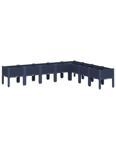 Fioriera da Giardino con Gambe Grigia 200x160x42 cm in PP