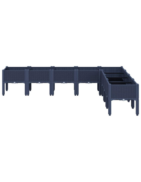 Fioriera da Giardino con Gambe Grigia 200x160x42 cm in PP