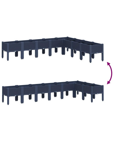 Fioriera da Giardino con Gambe Grigia 200x160x42 cm in PP