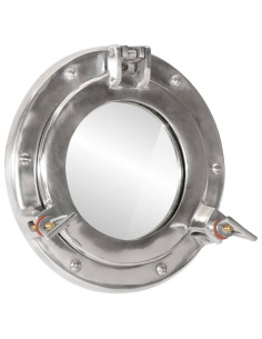 Specchio da Parete Design Oblò Ø23 cm in Alluminio e Vetro