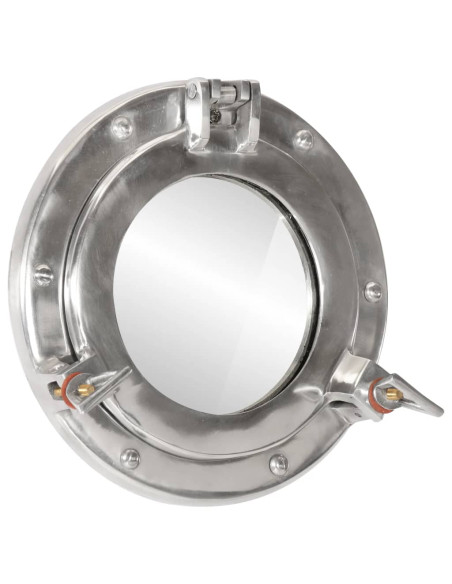 Specchio da Parete Design Oblò Ø23 cm in Alluminio e Vetro