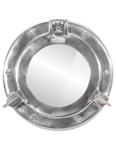 Specchio da Parete Design Oblò Ø23 cm in Alluminio e Vetro