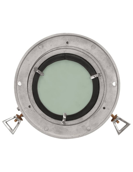 Specchio da Parete Design Oblò Ø23 cm in Alluminio e Vetro