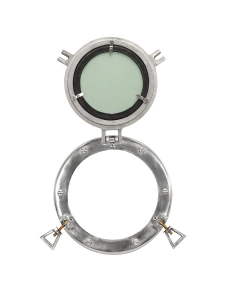 Specchio da Parete Design Oblò Ø23 cm in Alluminio e Vetro
