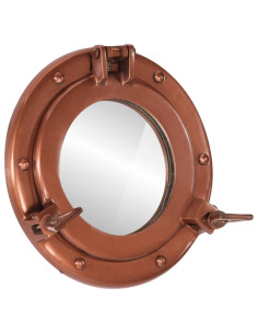 Specchio da Parete Design Oblò Ø23 cm in Alluminio e Vetro