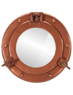 Specchio da Parete Design Oblò Ø23 cm in Alluminio e Vetro 2