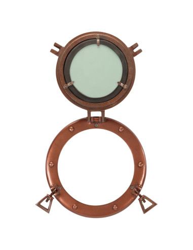 Specchio da Parete Design Oblò Ø23 cm in Alluminio e Vetro