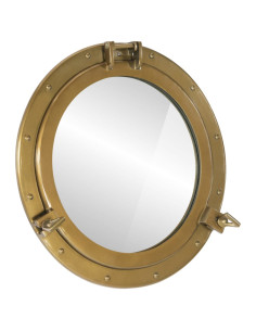 Specchio da Parete Design Oblò Ø50 cm in Alluminio e Vetro