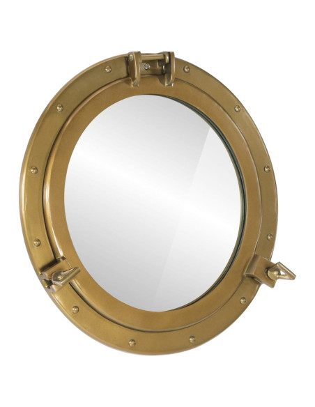Specchio da Parete Design Oblò Ø50 cm in Alluminio e Vetro