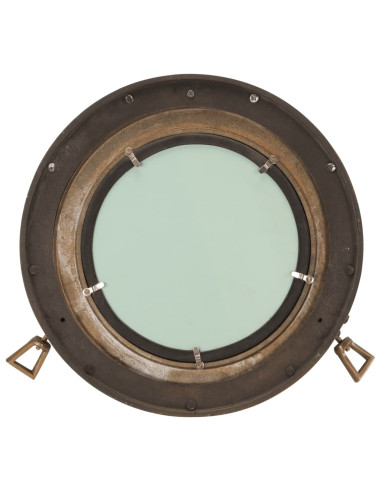 Specchio da Parete Design Oblò Ø50 cm in Alluminio e Vetro