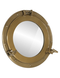 Specchio da Parete Design Oblò Ø38 cm in Alluminio e Vetro