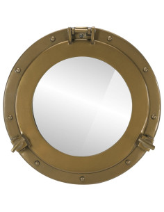 Specchio da Parete Design Oblò Ø38 cm in Alluminio e Vetro 2