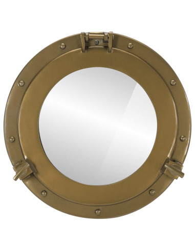 Specchio da Parete Design Oblò Ø38 cm in Alluminio e Vetro