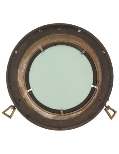 Specchio da Parete Design Oblò Ø38 cm in Alluminio e Vetro