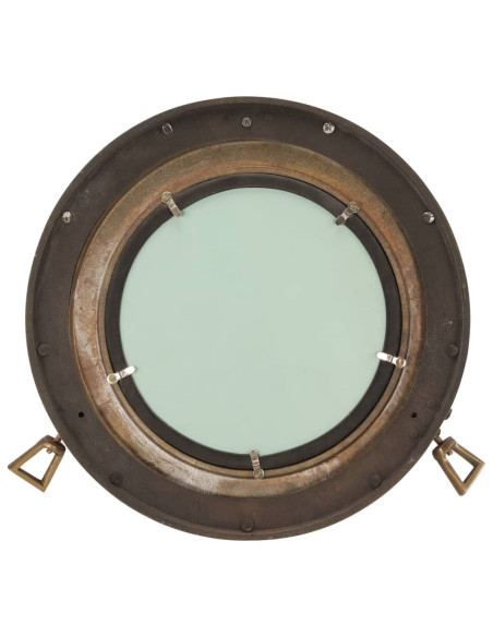 Specchio da Parete Design Oblò Ø38 cm in Alluminio e Vetro