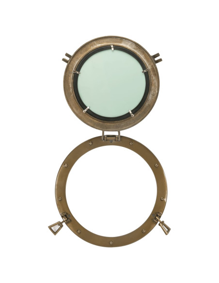 Specchio da Parete Design Oblò Ø38 cm in Alluminio e Vetro