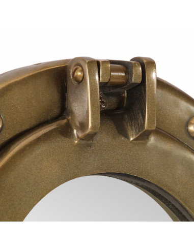 Specchio da Parete Design Oblò Ø38 cm in Alluminio e Vetro