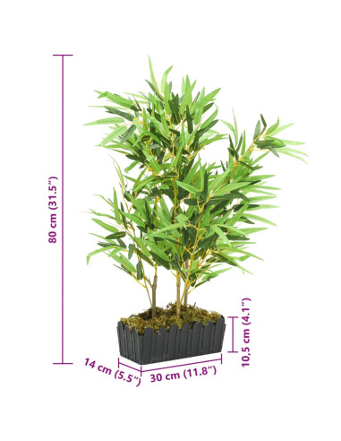 Albero Bambù Artificiale 500 Foglie 80 cm Verde