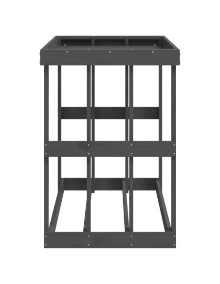 Portaceppi da Esterno grigio 108x52x74 cm Legno Massello Pino