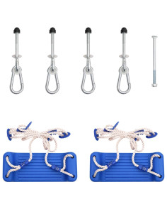 Seggiolini per Altalena con Corde 2 pz Blu 37x15 cm Polietilene 2
