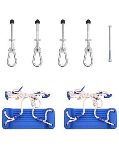 Seggiolini per Altalena con Corde 2 pz Blu 37x15 cm Polietilene