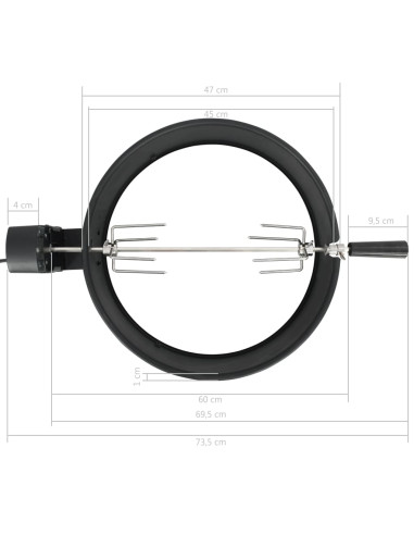Kit per Barbecue allo Spiedo 47 cm Nero
