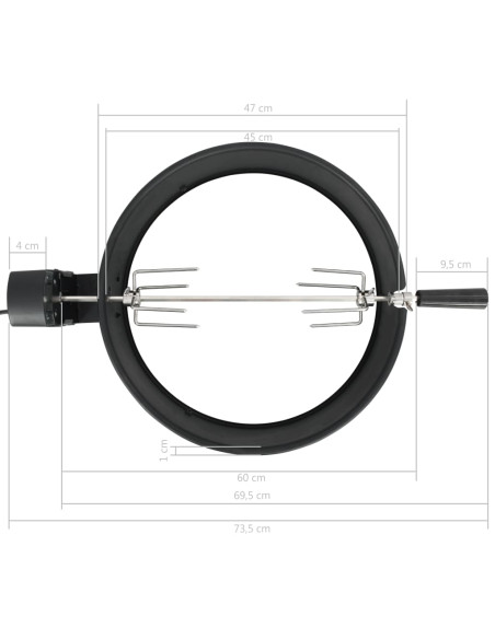 Kit per Barbecue allo Spiedo 47 cm Nero