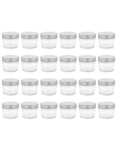 Vasi per Marmellata in Vetro Coperchio Argento 24 pz 110 ml