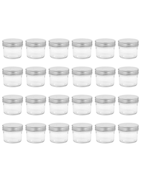 Vasi per Marmellata in Vetro Coperchio Argento 24 pz 110 ml
