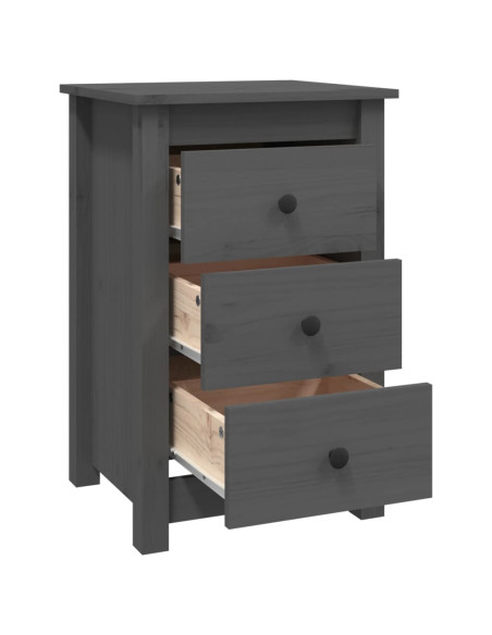 Comodino Grigia 40x35x61,5 cm in Legno Massello di Pino