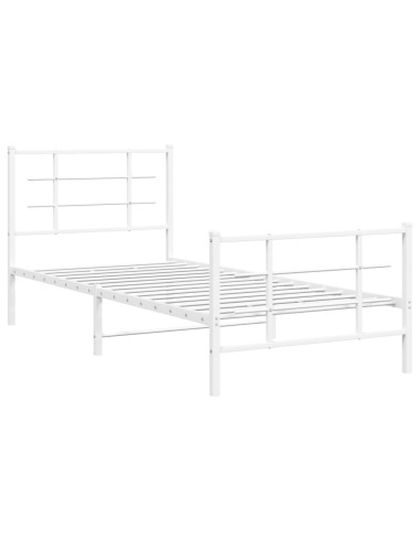 Giroletto con Testiera e Pediera Metallo Bianco 90x200 cm