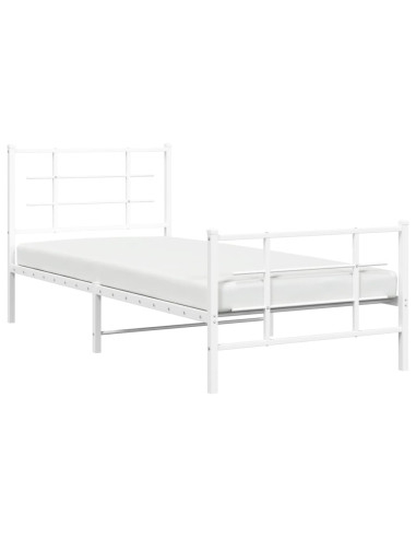 Giroletto con Testiera e Pediera Metallo Bianco 90x200 cm