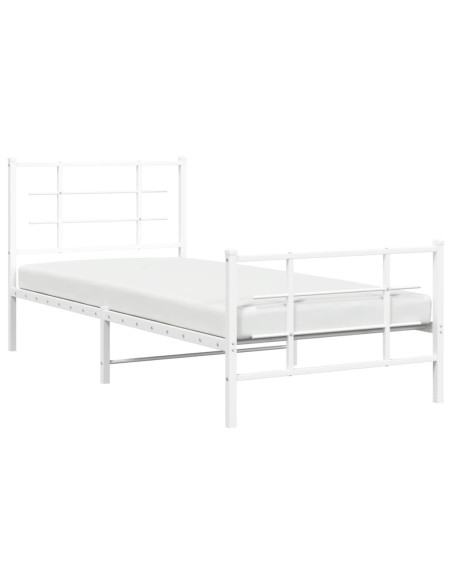 Giroletto con Testiera e Pediera Metallo Bianco 90x200 cm