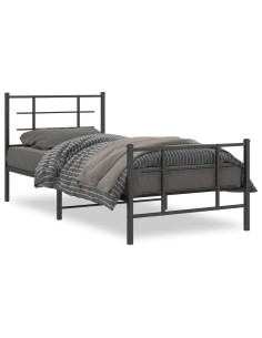 Giroletto con Testiera e Pediera Metallo Nero 90x200 cm