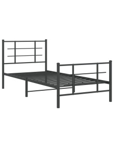 Giroletto con Testiera e Pediera Metallo Nero 90x200 cm 2