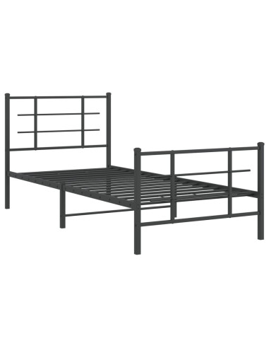 Giroletto con Testiera e Pediera Metallo Nero 90x200 cm