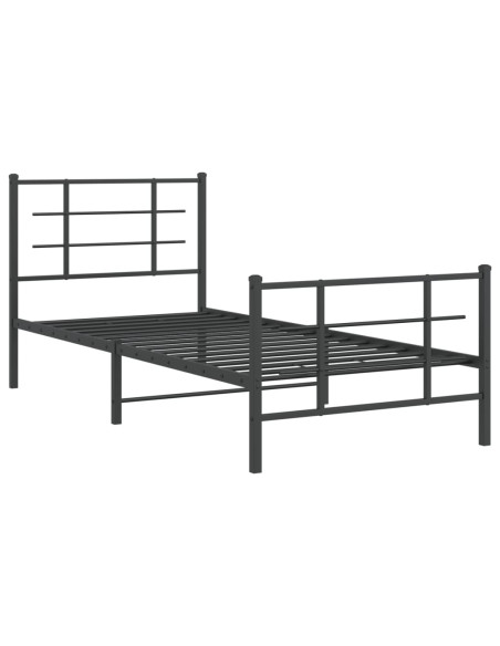 Giroletto con Testiera e Pediera Metallo Nero 90x200 cm