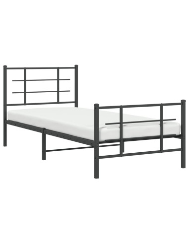 Giroletto con Testiera e Pediera Metallo Nero 90x200 cm