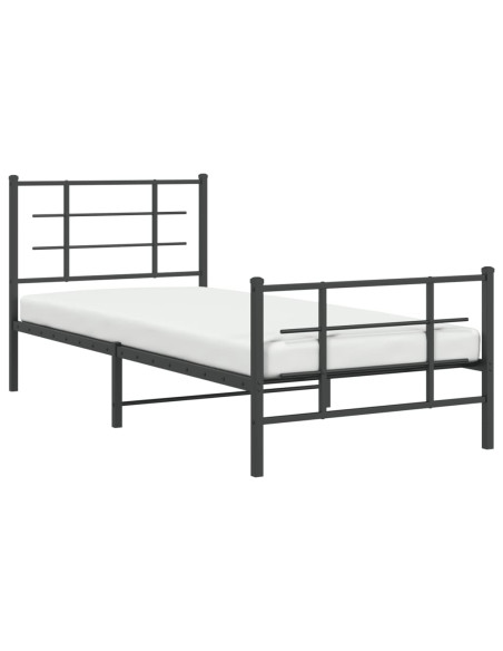 Giroletto con Testiera e Pediera Metallo Nero 90x200 cm