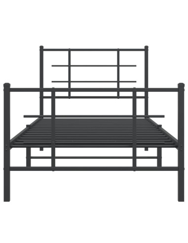 Giroletto con Testiera e Pediera Metallo Nero 90x200 cm