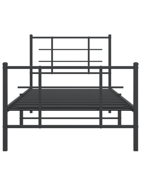 Giroletto con Testiera e Pediera Metallo Nero 90x200 cm
