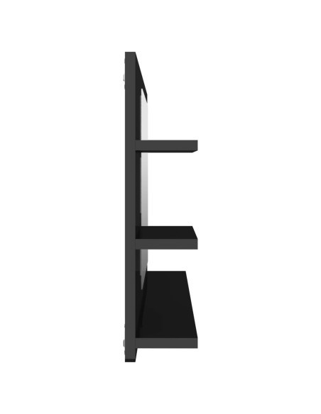 Specchio da Bagno Nero Lucido 90x10,5x45 cm Legno Multistrato