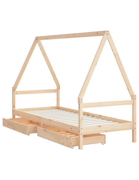 Giroletto Bambini con Cassetti 90x200 cm Legno Massello di Pino